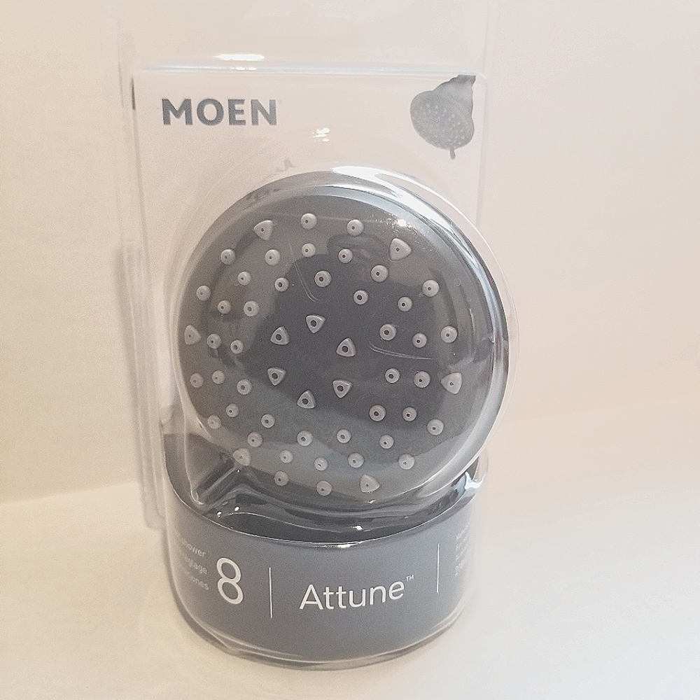 Moen Attune 8-Spray Patterns 4 in. Single Wall Mount Fixed Shower Head Black